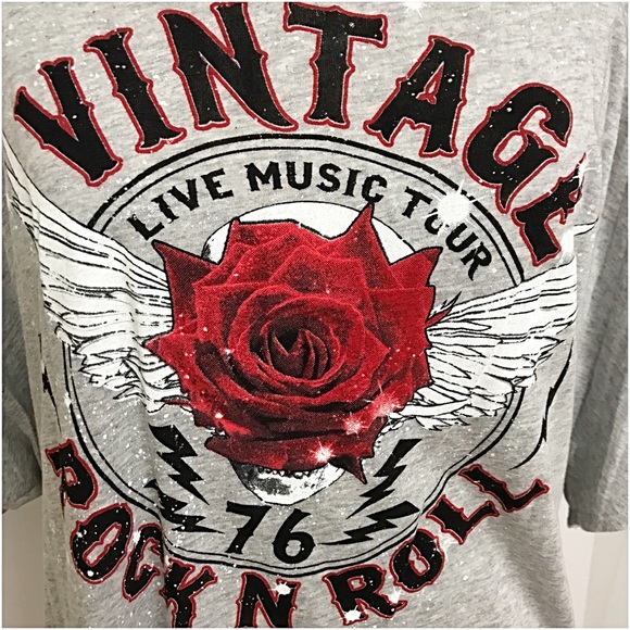 Distressed Vintage Rock Tee Top Tunic SM - Picture 6 of 6